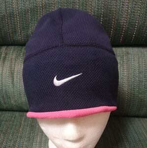 Nike Women's Reversible Therma-Fit Navy/Pink Beanie Hat